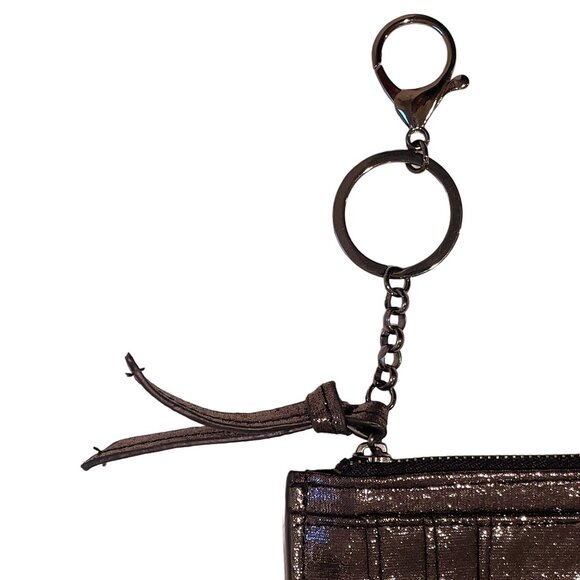 Metallic Bronze Cardholder Keychain Wallet — Zip Pouch & Clip NWOT - Picture 4 of 6